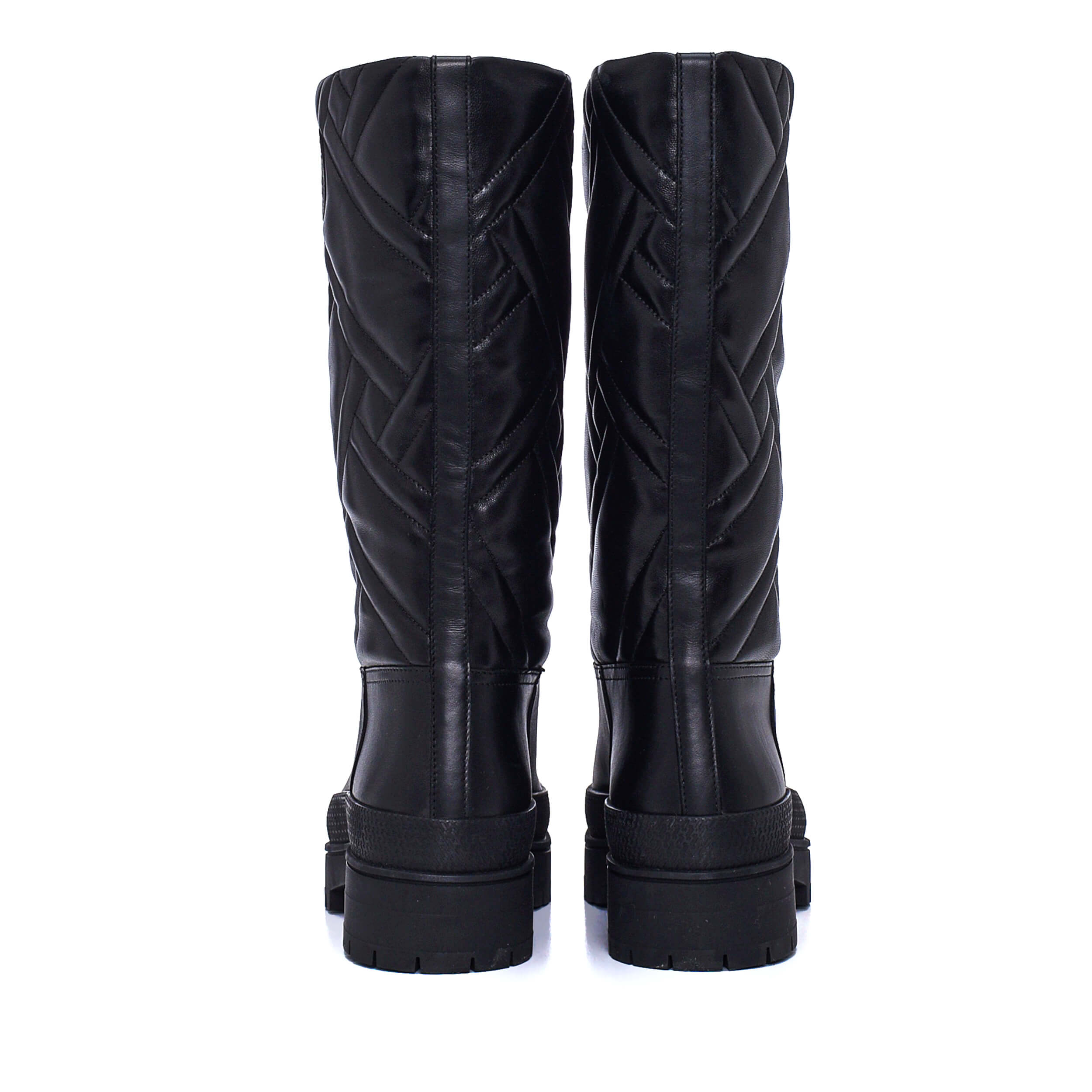 Hermes - Black Leather Hermes Logo Detail Long Boots